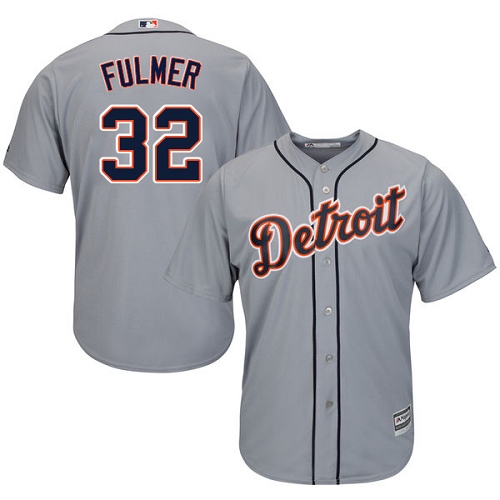Men's Majestic Detroit Tigers #32 Michael Fulmer Replica Grey Road Cool Base MLB Jersey
