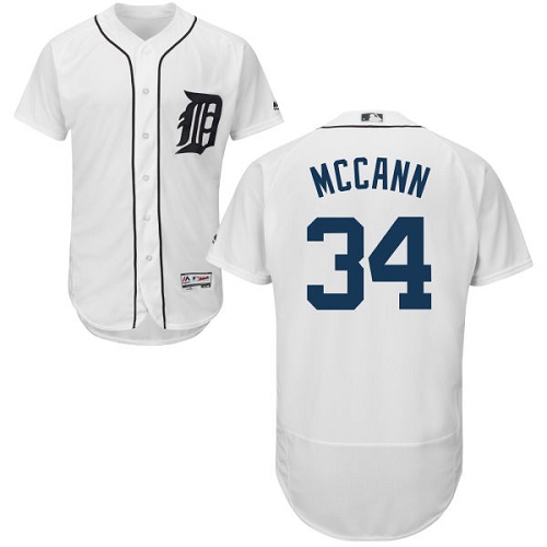 Men's Majestic Detroit Tigers #34 James McCann Authentic White Home Cool Base MLB Jersey