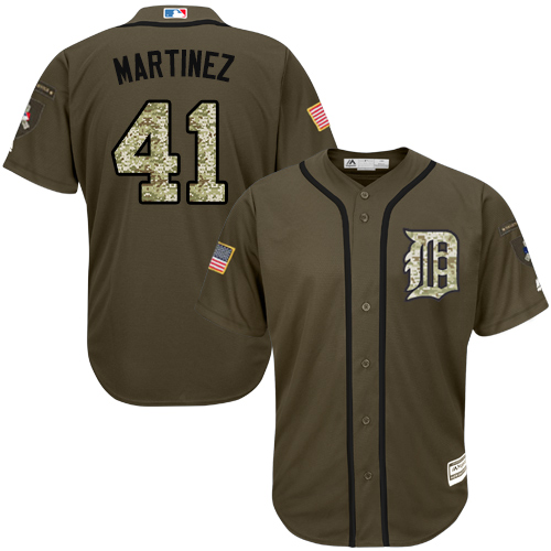 Men's Majestic Detroit Tigers #41 Victor Martinez Replica Green Salute to Service MLB Jersey