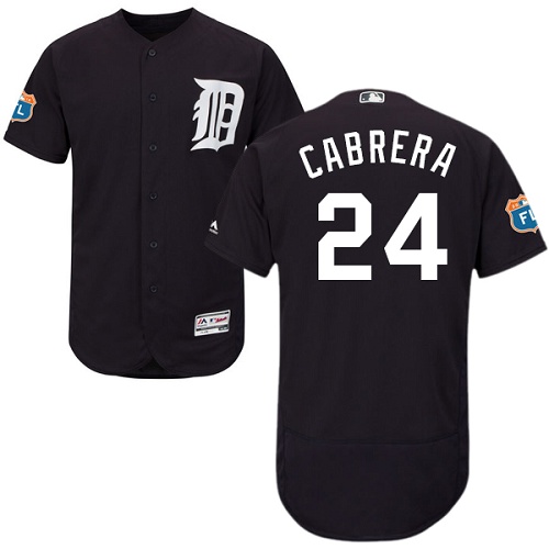 Men's Majestic Detroit Tigers #24 Miguel Cabrera Navy Blue Flexbase Authentic Collection MLB Jersey