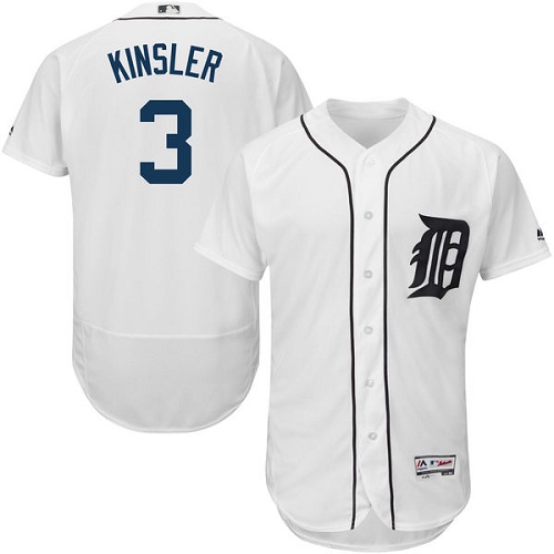 Men's Majestic Detroit Tigers #3 Ian Kinsler White Flexbase Authentic Collection MLB Jersey