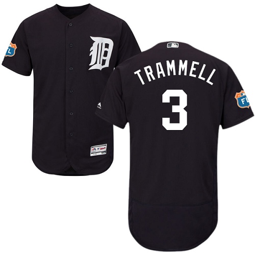 Men's Majestic Detroit Tigers #3 Alan Trammell Navy Blue Flexbase Authentic Collection MLB Jersey