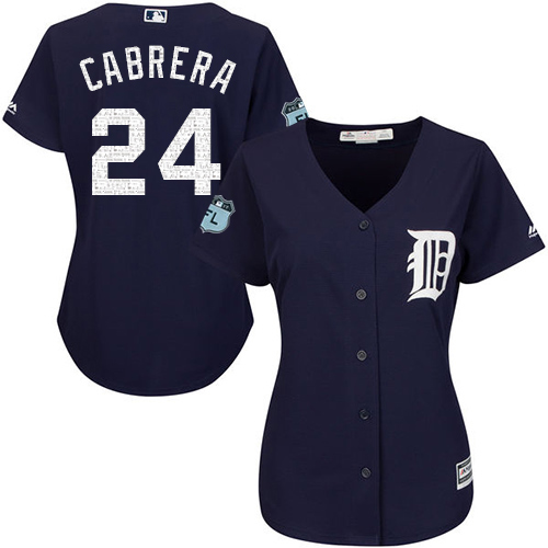 Women's Majestic Detroit Tigers #24 Miguel Cabrera Authentic Navy Blue 2017 Spring Training Cool Base MLB Jersey