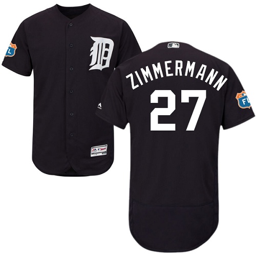 Men's Majestic Detroit Tigers #27 Jordan Zimmermann Navy Blue Flexbase Authentic Collection MLB Jersey