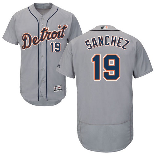 Men's Majestic Detroit Tigers #19 Anibal Sanchez Grey Flexbase Authentic Collection MLB Jersey