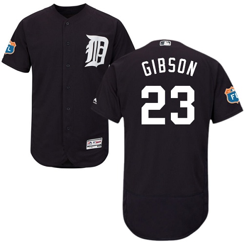 Men's Majestic Detroit Tigers #23 Kirk Gibson Navy Blue Flexbase Authentic Collection MLB Jersey