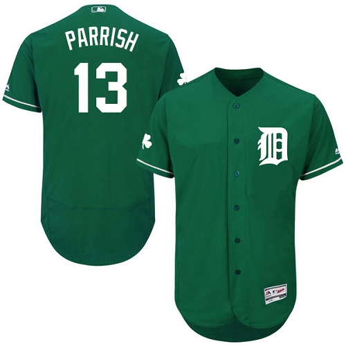 Men's Majestic Detroit Tigers #13 Lance Parrish Green Celtic Flexbase Authentic Collection MLB Jersey