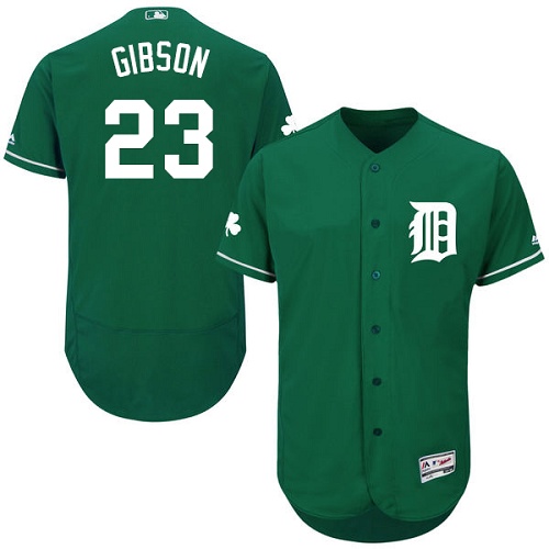 Men's Majestic Detroit Tigers #23 Kirk Gibson Green Celtic Flexbase Authentic Collection MLB Jersey