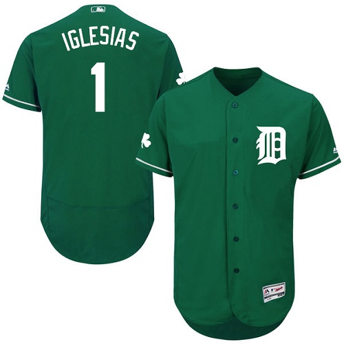 Men's Majestic Detroit Tigers #1 Jose Iglesias Green Celtic Flexbase Authentic Collection MLB Jersey