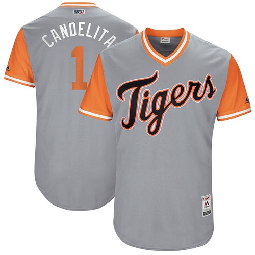 Men's Majestic Detroit Tigers #1 Jose Iglesias "Candelita" Authentic Gray 2017 Players Weekend MLB Jersey