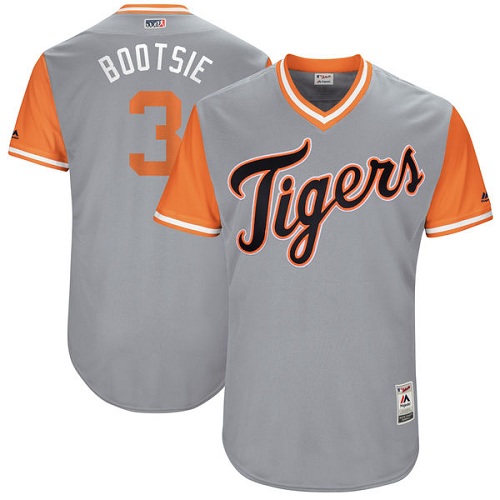 Men's Majestic Detroit Tigers #3 Ian Kinsler "Bootsie" Authentic Gray 2017 Players Weekend MLB Jersey