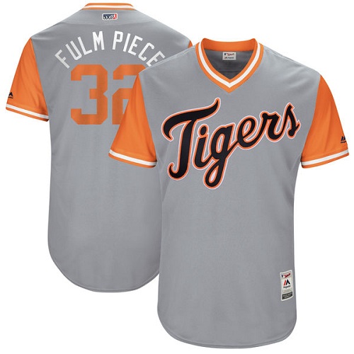 Men's Majestic Detroit Tigers #32 Michael Fulmer "Fulm Piece" Authentic Gray 2017 Players Weekend MLB Jersey