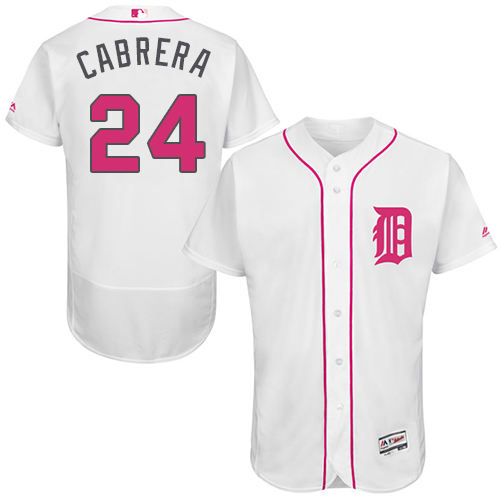 Men's Majestic Detroit Tigers #24 Miguel Cabrera Authentic White 2016 Mother's Day Fashion Flex Base MLB Jersey