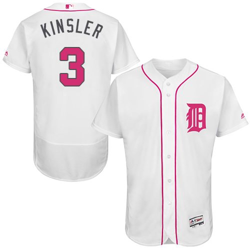 Men's Majestic Detroit Tigers #3 Ian Kinsler Authentic White 2016 Mother's Day Fashion Flex Base MLB Jersey