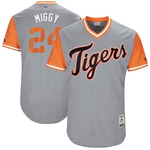 Men's Majestic Detroit Tigers #24 Miguel Cabrera "Miggy" Authentic Gray 2017 Players Weekend MLB Jersey