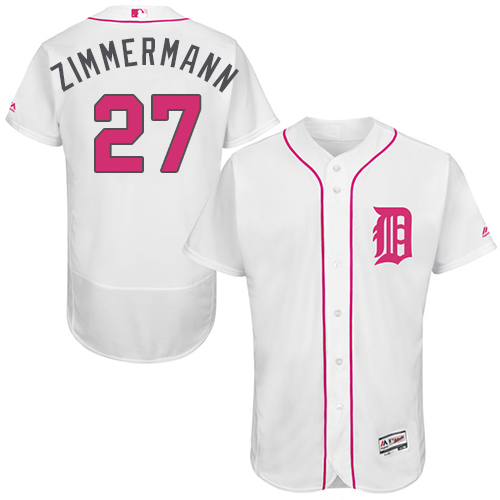 Men's Majestic Detroit Tigers #27 Jordan Zimmermann Authentic White 2016 Mother's Day Fashion Flex Base MLB Jersey