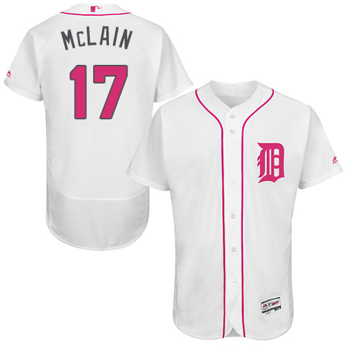 Men's Majestic Detroit Tigers #17 Denny McLain Authentic White 2016 Mother's Day Fashion Flex Base MLB Jersey