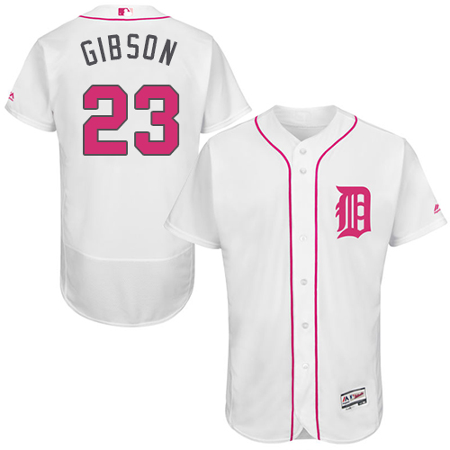 Men's Majestic Detroit Tigers #23 Kirk Gibson Authentic White 2016 Mother's Day Fashion Flex Base MLB Jersey