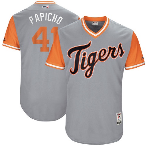 Men's Majestic Detroit Tigers #41 Victor Martinez "Papicho" Authentic Gray 2017 Players Weekend MLB Jersey