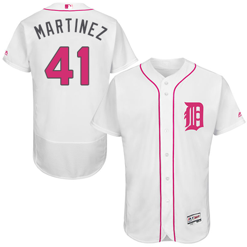 Men's Majestic Detroit Tigers #41 Victor Martinez Authentic White 2016 Mother's Day Fashion Flex Base MLB Jersey