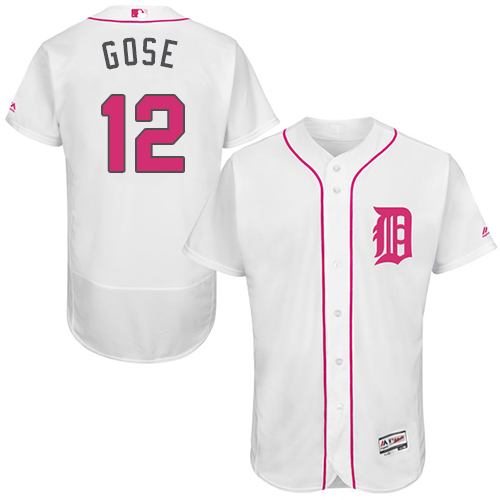 Men's Majestic Detroit Tigers #12 Anthony Gose Authentic White 2016 Mother's Day Fashion Flex Base MLB Jersey