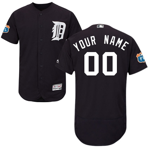 Men's Majestic Detroit Tigers Customized Authentic Navy Blue Alternate Cool Base MLB Jersey