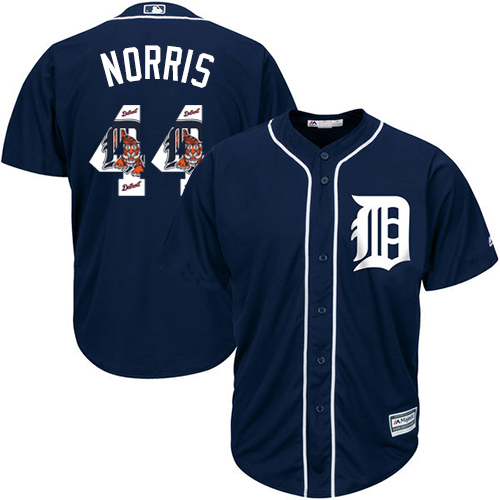 Men's Majestic Detroit Tigers #44 Daniel Norris Authentic Navy Blue Team Logo Fashion Cool Base MLB Jersey