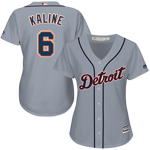 Women's Majestic Detroit Tigers #6 Al Kaline Authentic Grey Road Cool Base MLB Jersey