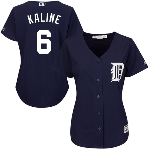 Women's Majestic Detroit Tigers #6 Al Kaline Replica Navy Blue Alternate Cool Base MLB Jersey