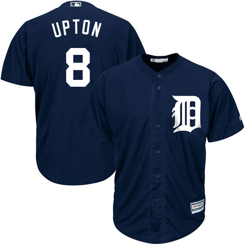 Men's Majestic Detroit Tigers #8 Justin Upton Authentic Navy Blue Alternate Cool Base MLB Jersey