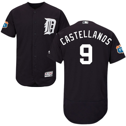 Men's Majestic Detroit Tigers #9 Nick Castellanos Authentic Navy Blue Alternate Cool Base MLB Jersey