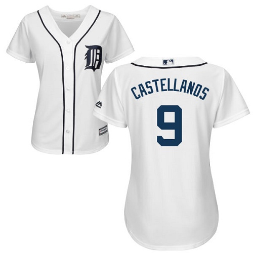 Women's Majestic Detroit Tigers #9 Nick Castellanos Authentic White Home Cool Base MLB Jersey
