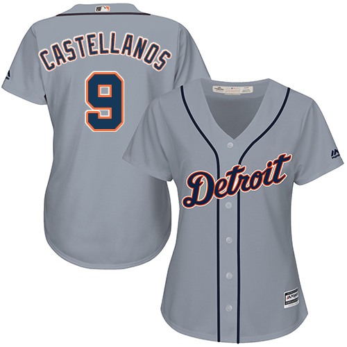 Women's Majestic Detroit Tigers #9 Nick Castellanos Replica Grey Road Cool Base MLB Jersey