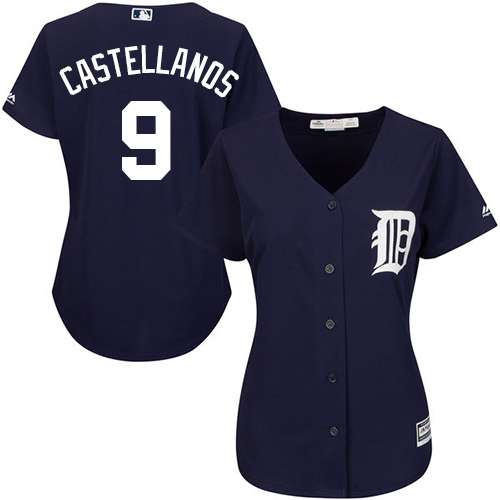 Women's Majestic Detroit Tigers #9 Nick Castellanos Replica Navy Blue Alternate Cool Base MLB Jersey
