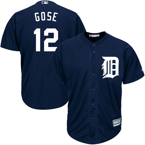 Men's Majestic Detroit Tigers #12 Anthony Gose Authentic Navy Blue Alternate Cool Base MLB Jersey