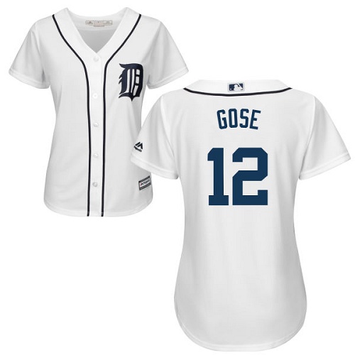 Women's Majestic Detroit Tigers #12 Anthony Gose Authentic White Home Cool Base MLB Jersey