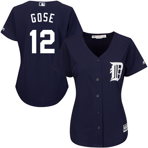 Women's Majestic Detroit Tigers #12 Anthony Gose Authentic Navy Blue Alternate Cool Base MLB Jersey