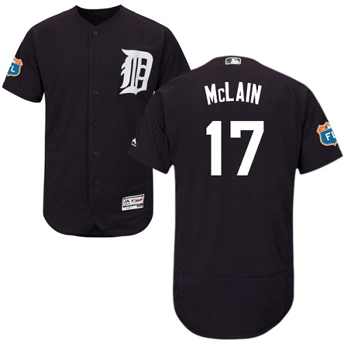 Men's Majestic Detroit Tigers #17 Denny McLain Authentic Navy Blue Alternate Cool Base MLB Jersey