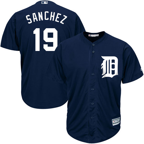 Men's Majestic Detroit Tigers #19 Anibal Sanchez Replica Navy Blue Alternate Cool Base MLB Jersey