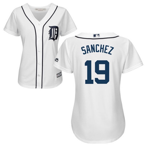 Women's Majestic Detroit Tigers #19 Anibal Sanchez Authentic White Home Cool Base MLB Jersey