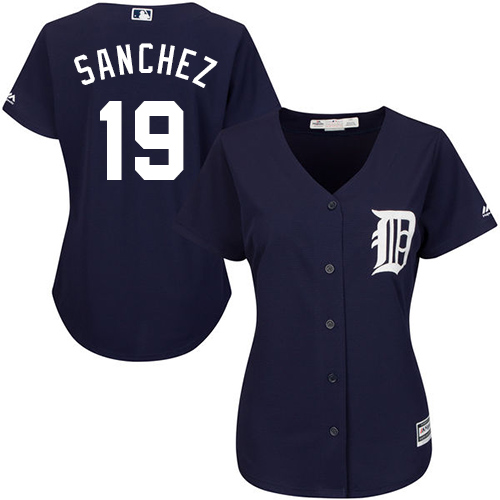 Women's Majestic Detroit Tigers #19 Anibal Sanchez Authentic Navy Blue Alternate Cool Base MLB Jersey