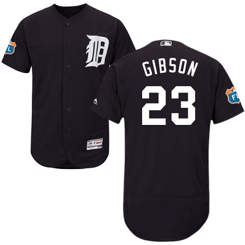 Men's Majestic Detroit Tigers #23 Kirk Gibson Authentic Navy Blue Alternate Cool Base MLB Jersey