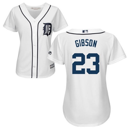 Women's Majestic Detroit Tigers #23 Kirk Gibson Replica White Home Cool Base MLB Jersey