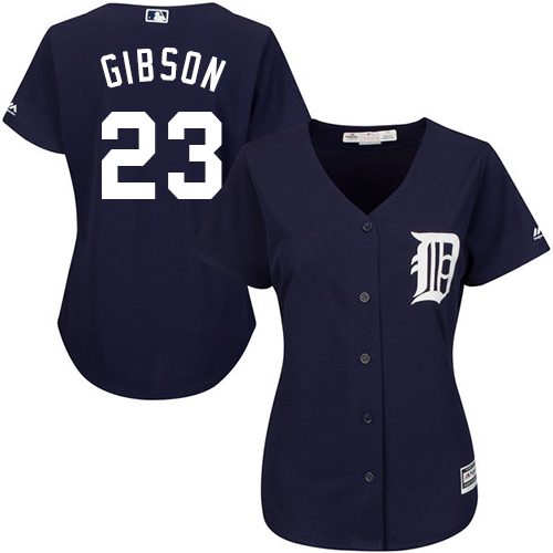 Women's Majestic Detroit Tigers #23 Kirk Gibson Replica Navy Blue Alternate Cool Base MLB Jersey