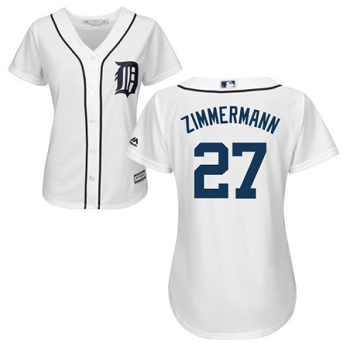 Women's Majestic Detroit Tigers #27 Jordan Zimmermann Replica White Home Cool Base MLB Jersey
