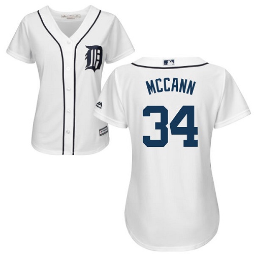 Women's Majestic Detroit Tigers #34 James McCann Authentic White Home Cool Base MLB Jersey