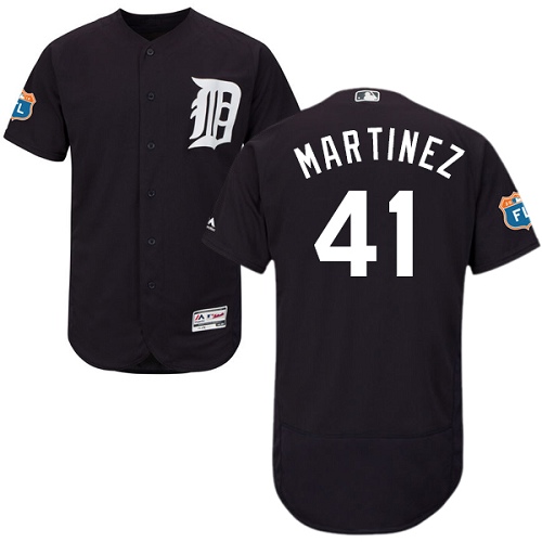 Men's Majestic Detroit Tigers #41 Victor Martinez Authentic Navy Blue Alternate Cool Base MLB Jersey