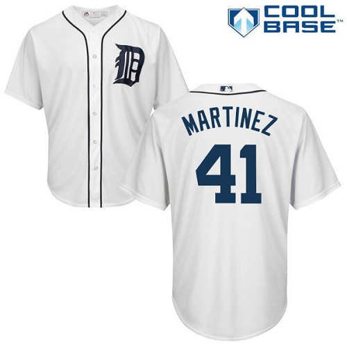 Youth Majestic Detroit Tigers #41 Victor Martinez Authentic White Home Cool Base MLB Jersey