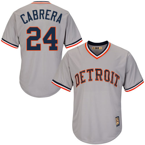 Men's Majestic Detroit Tigers #24 Miguel Cabrera Authentic Grey Cooperstown MLB Jersey