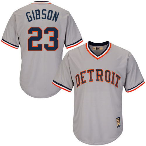 Men's Majestic Detroit Tigers #23 Kirk Gibson Replica Grey Cooperstown MLB Jersey